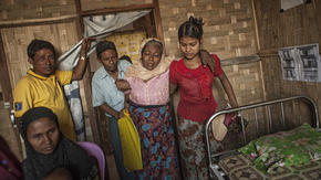 Elderly woman at an IRC health clinic in Sittwe