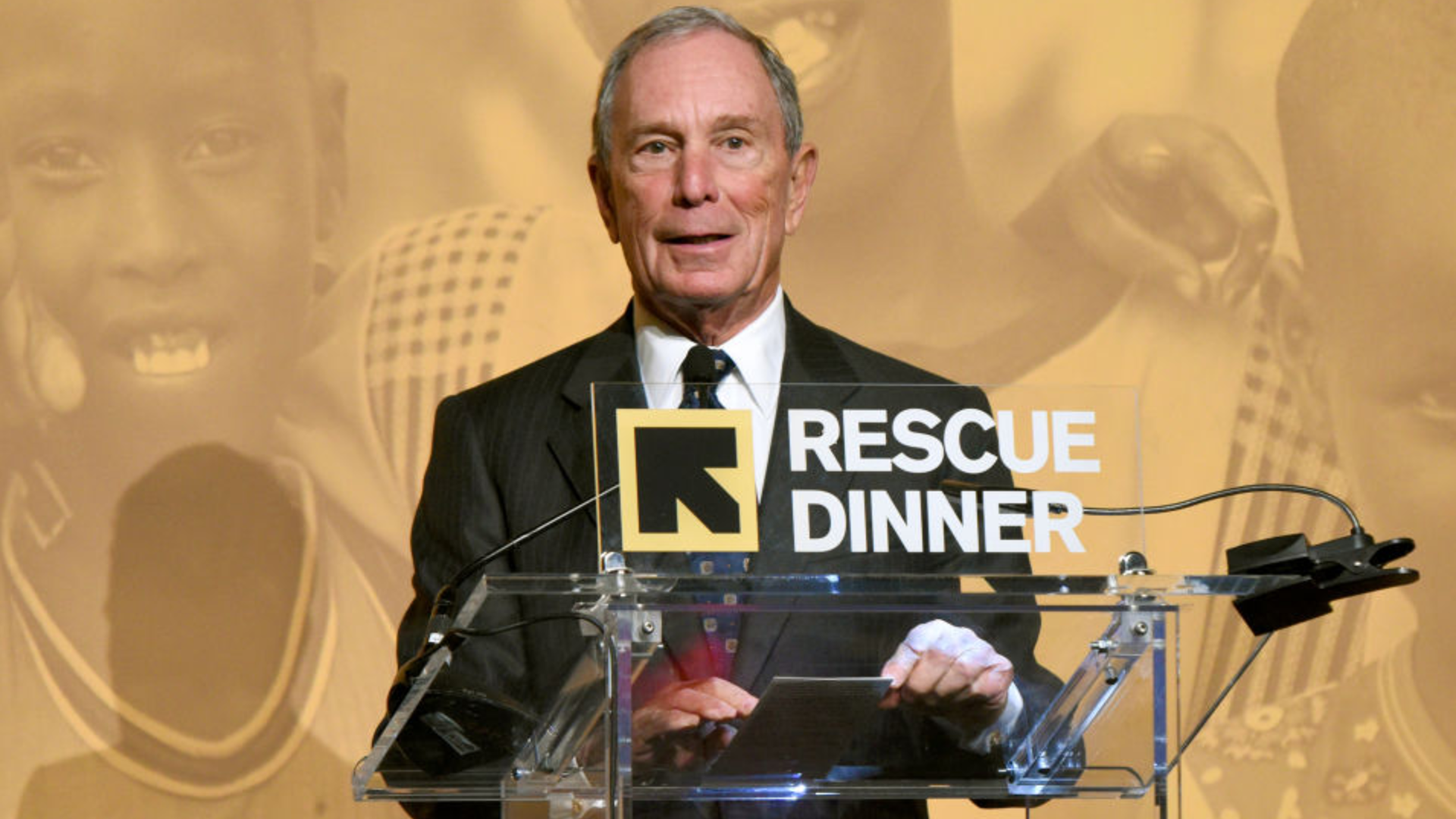 Michael Bloomberg, who was honored at the IRC's 2017 Rescue Dinner for his commitment to improving the lives of people worldwide. Michael Bloomberg make remarks at the podium at the IRC's Rescue Dinner on Nov. 2, 2017 in New York