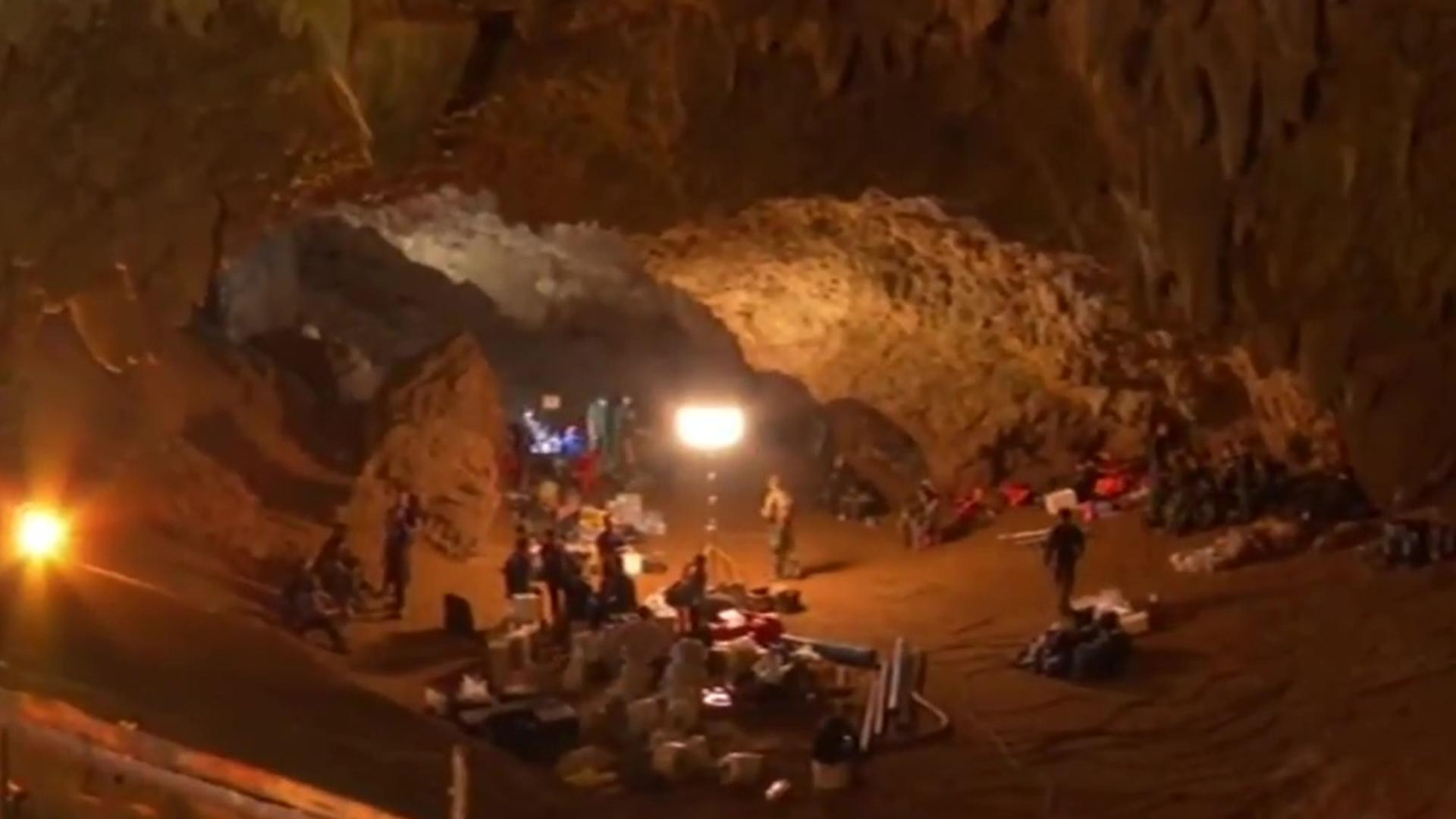 Rescue equipment in the entrance of Tham Luang cave, where the Wild Boars soccer team was rescued Rescue equipment in the entrance of Tham Luang cave in northern Thailand