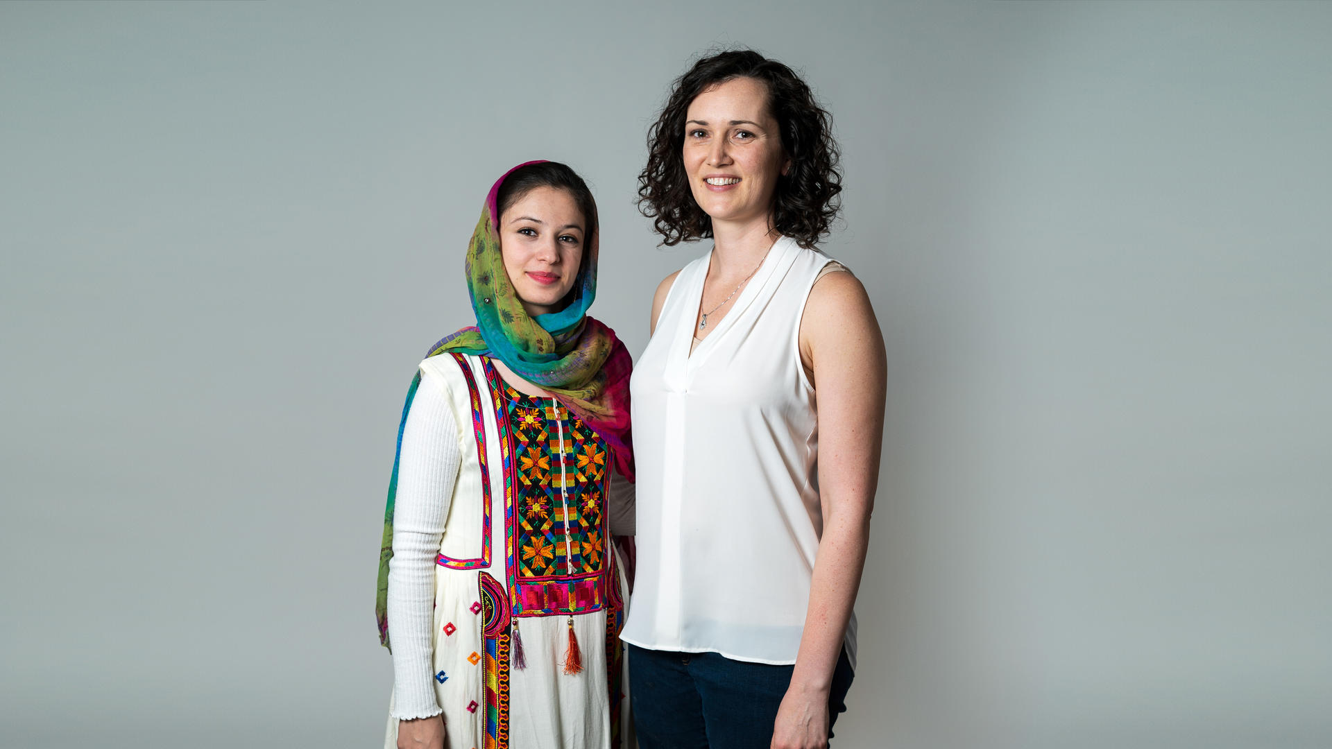 Muska, left, from Afghanistan with her friend Mary. Muska, left, from Afghanistan with her friend Mary.