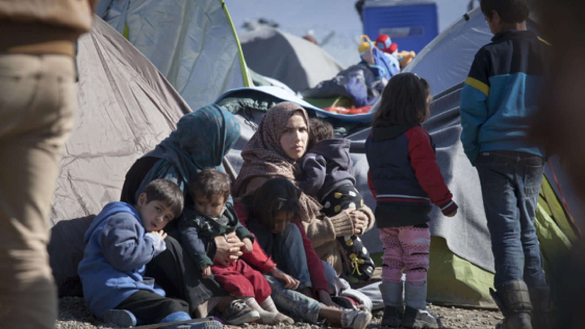Refugees in Greece A refugee family find temporary shelter in a camp in Greece. Photo taken by Jodi Hilton for the IRC.