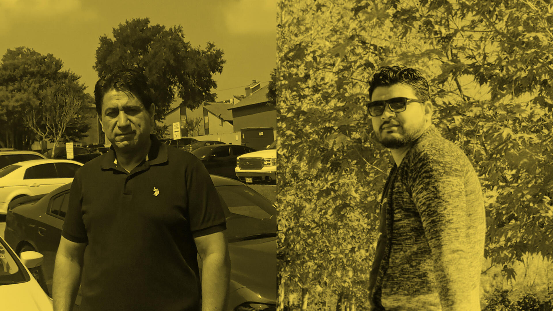 Ehsanullah and Ahmad were resettled through a program for Afghans who risked their lives supporting the U.S. or U.S.-supported programs Photos of Ehsanullah and Ahmad next to one another. Both are men standing outside and looking at the camera.